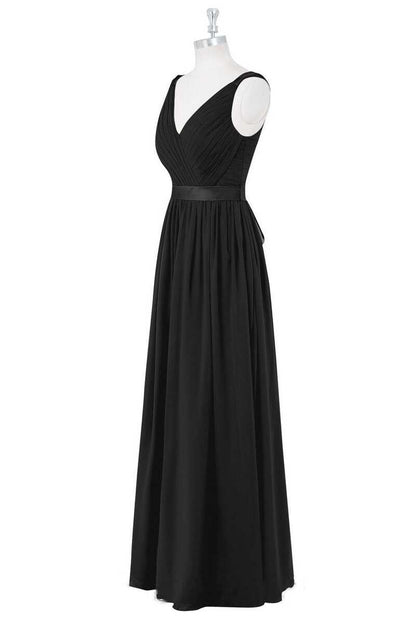 Lavender V-Neck Backless A-Line Long Bridesmaid Dress