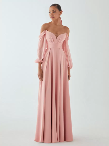 A-Line Floor-Length Chiffon Wedding Party Dress formal dresses evening gown Bridesmaid Dress