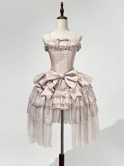 Girlhomeshops-Pink Sweet Formal Princess Satin Short Homecoming Dress Birthday Party Dress gh5348