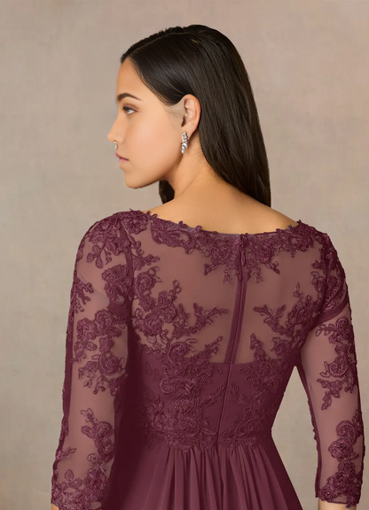 A-Line V-Neck Lace Chiffon formal dresses evening gown Mother of the Bride Dresses