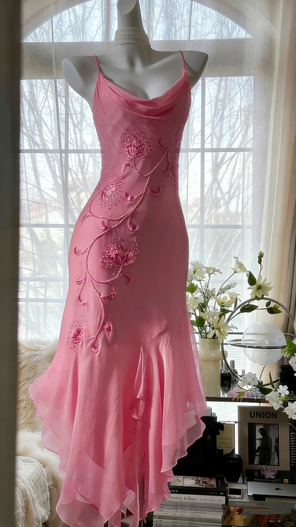 Pure and Elegant Chiffon Strap Beaded Mermaid Prom Dress