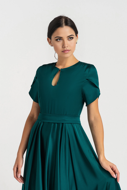 A-line simple Crew Neck Short Sleeve Bridesmaid Dress Formal Dresses for Wedding Guest Cocktail Dress Mother of the Bride Dresses