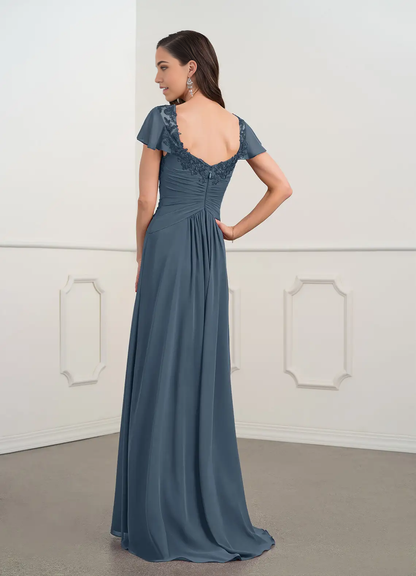 A-Line Appliques Lace Chiffon Dress formal dresses evening dress Mother of the Bride Dresses