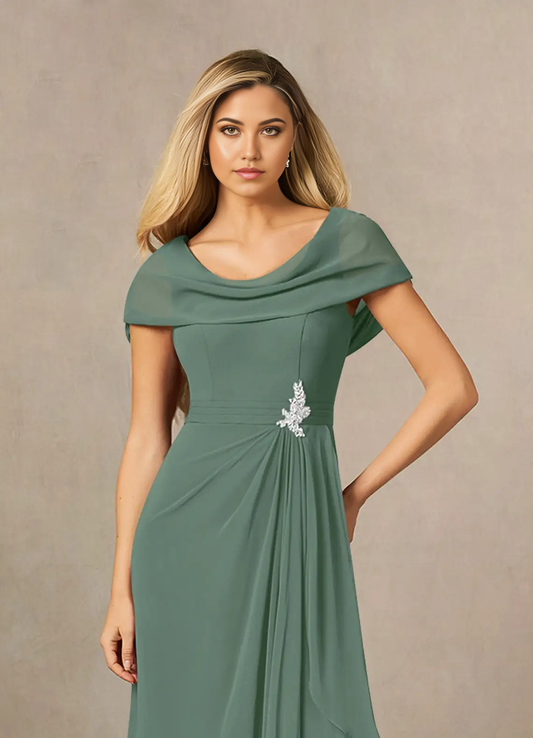 A-Line Chiffon Dress formal dresses evening gown Mother of the Bride Dresses With Side Slit