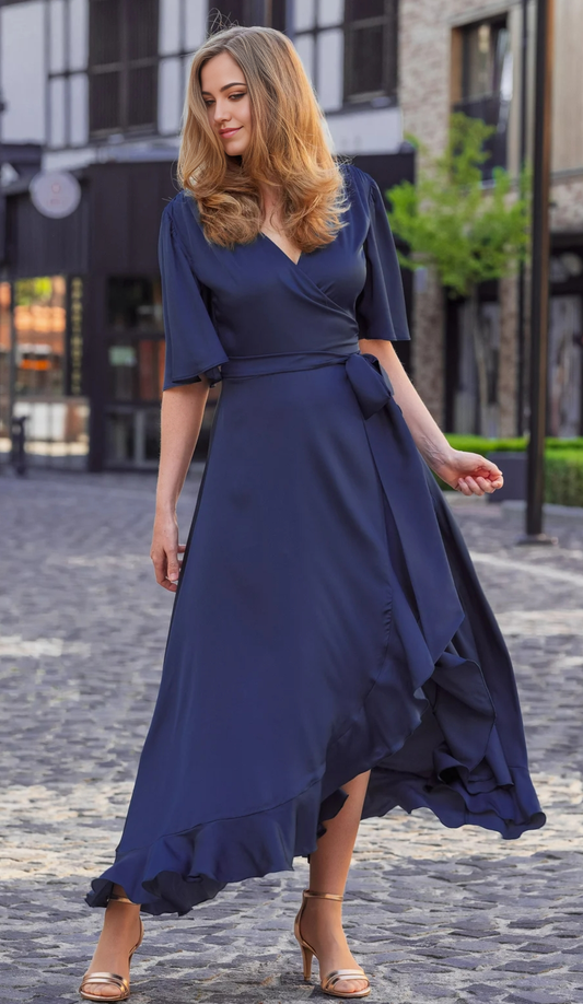 A-line V-Neck Half Sleeve Bridesmaid Dress Formal Dresses for Wedding Guest Cocktail Dress Mother of the Bride Dresses