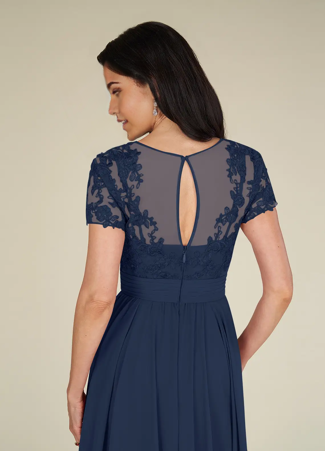 A-Line Scoop Sequins Chiffon Dark Navy formal dresses evening dress Mother of the Bride Dresses