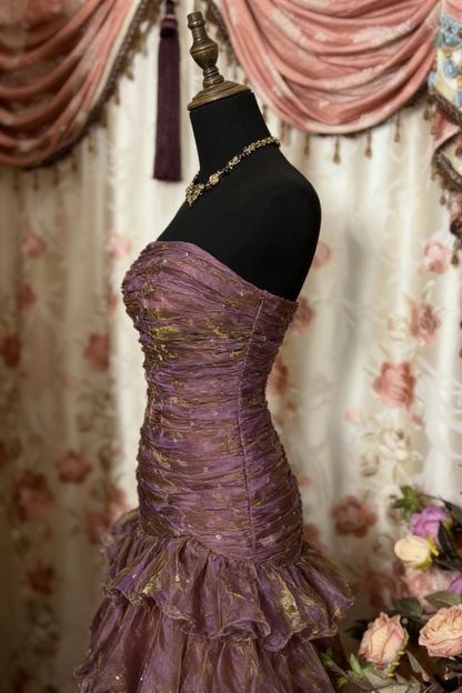 Classy Mermaid Strapless Ruffles Long Evening Dress Prom Dresses