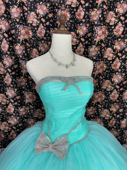 Gorgeous Shiny Beaded Sweet 16 Quinceanera Strapless A-Line Floor-length Prom Dress Evening Dress Ball Gown HZ1024