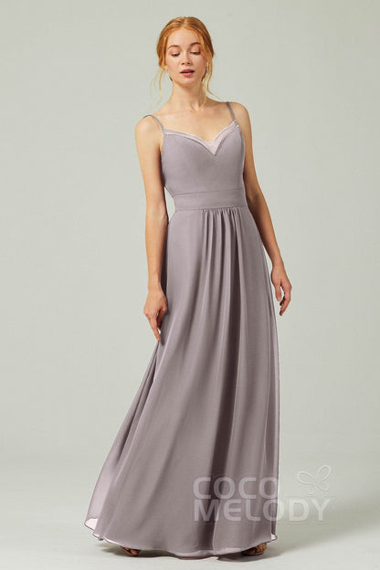 A-Line Floor Length Chiffon Bridesmaid Dress CB0293