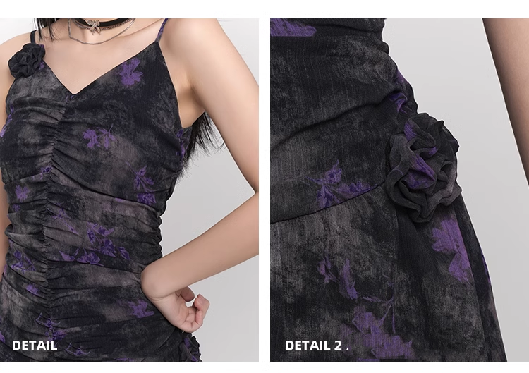 Simple Fashion Design Floral Pattern Women Spaghetti Strap Dress HZ1024