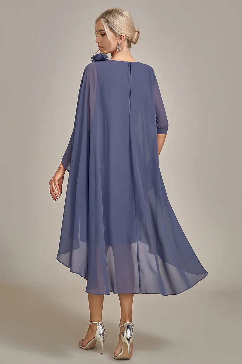 Sheath/Column Beaded Knee-Length Chiffon Mother of the Bride Dress