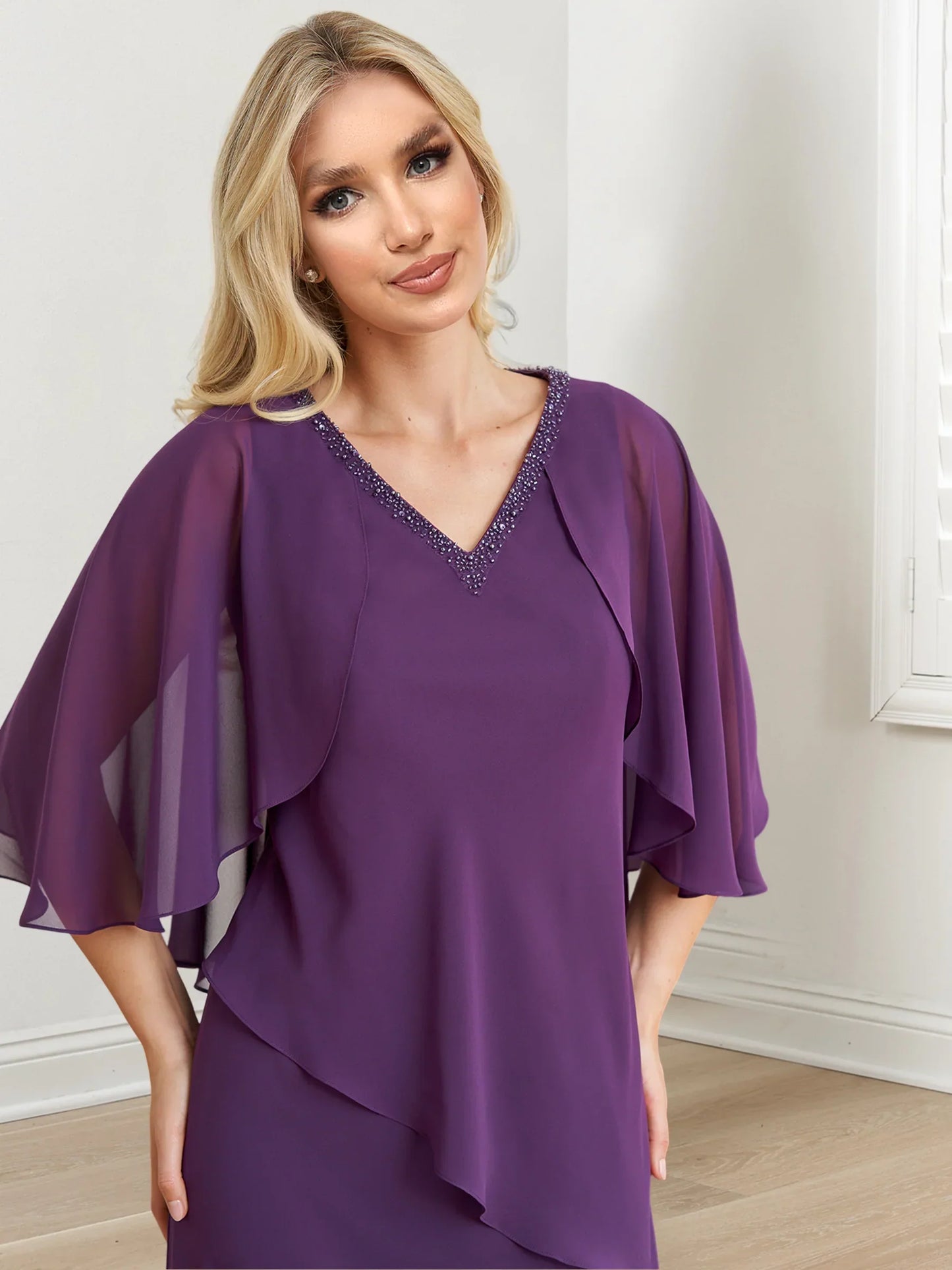 A-line/Princess V-neck to floor length mother of the bride dresses