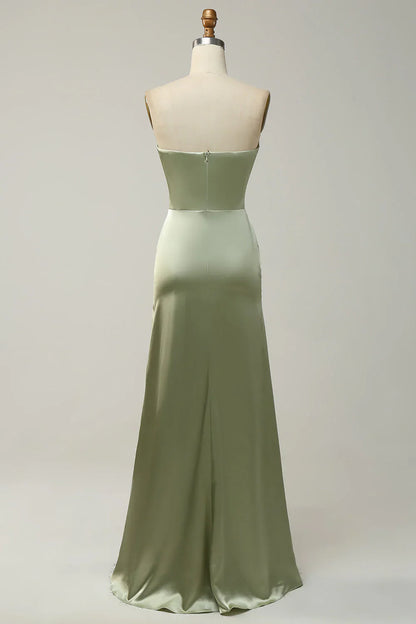 Green Mermaid Invisible Long Bridesmaid Dress