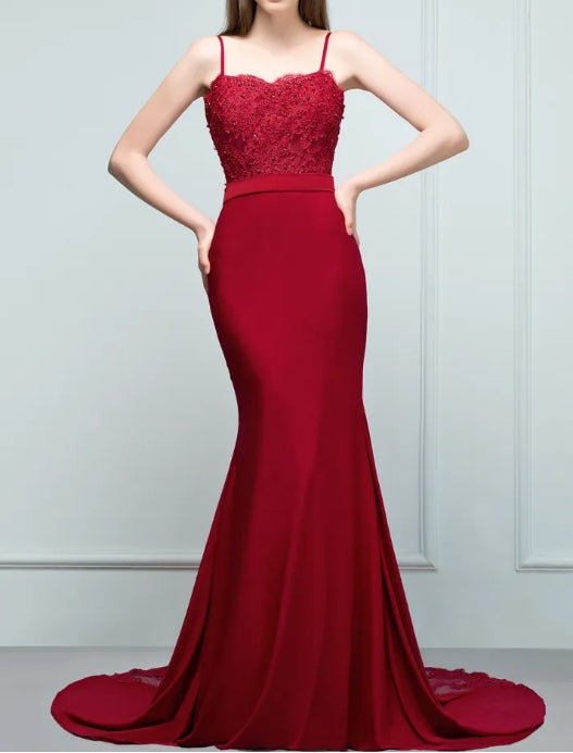 Mermaid Spaghetti- Straps Sweetheart Sleeveless Floor-Length Bridesmaid Dresses