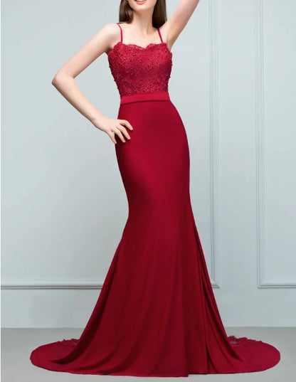 Mermaid Spaghetti- Straps Sweetheart Sleeveless Floor-Length Bridesmaid Dresses