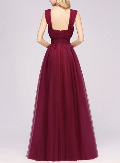 A-Line Sweetheart Straps Sleeves Floor-Length Bridesmaid Dresses with