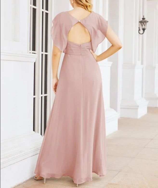 Bridesmaid Dresses Cape Formal Prom Dress Open Back Gowns for Mother of The Bride