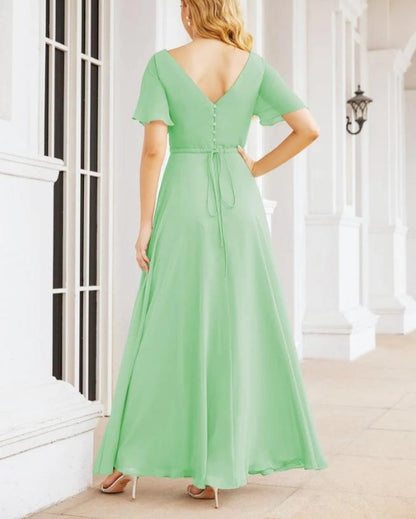 Formal Prom Gowns for Mother of The Bride Short Sleeves Bridesmaid Dress