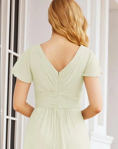 Formal Prom Gowns for Mother of The Bride Cap Sleeves Bridesmaid Dress