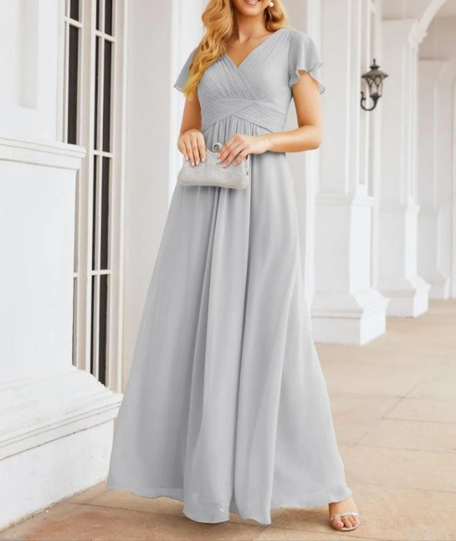 Formal Prom Gowns for Mother of The Bride Cap Sleeves Bridesmaid Dress