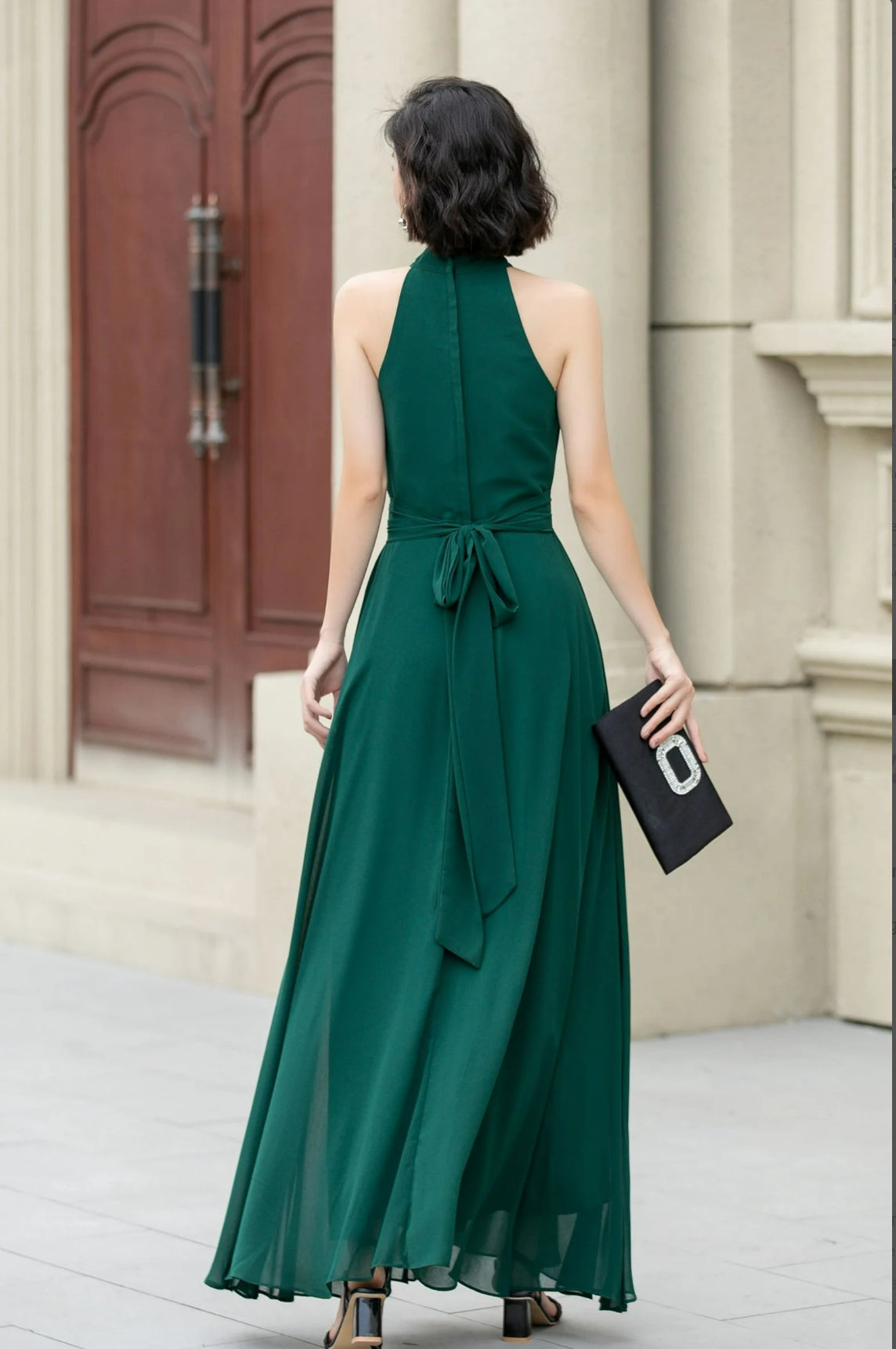 A-line Halter Chiffon Cocktail Dress Bridesmaid Dress Formal Dresses for Wedding Guest Mother of the Bride Dresses