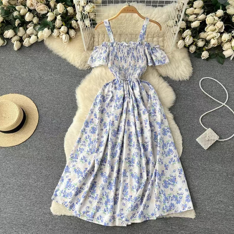Retro Design Chic Spaghetti Strap Floral Dress HZ1024