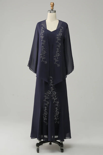 Two Piece Sparkly Beaded Mother of the Bride Dress