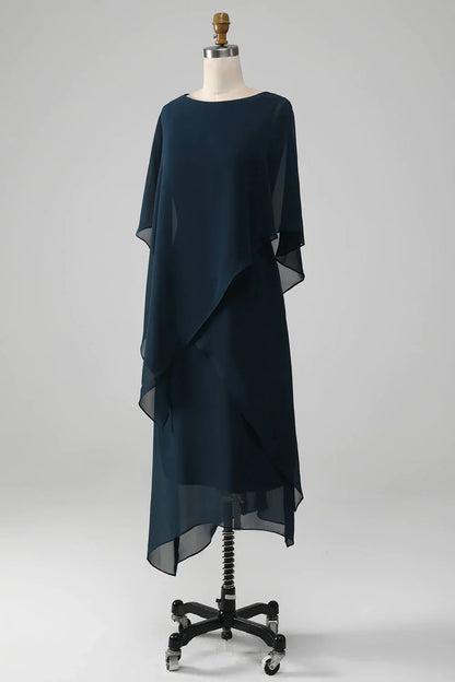 A-line Chiffon Scoop Neckline Mother of the Bride Dress