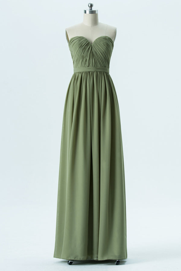 Lime Green Chiffon Sweetheart Bridesmaid Dress