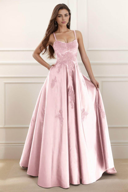 A-Line Floor Length Satin Prom Dress CS0458