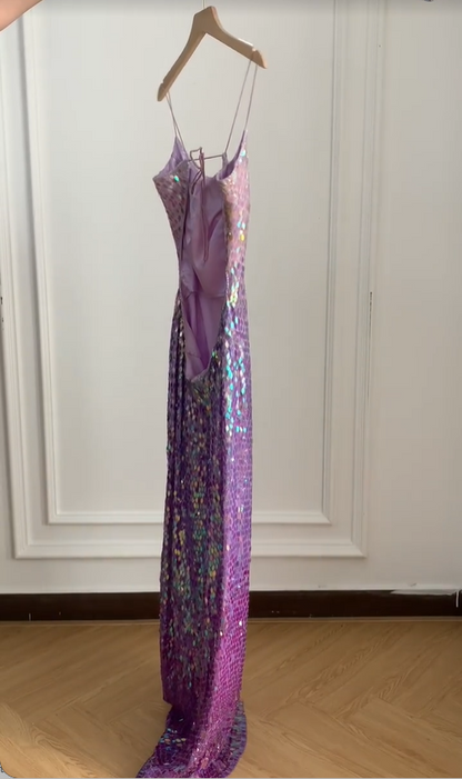Gorgeous And Dazzling Backless Sequined Long Prom Dress Evening Dress cc5355