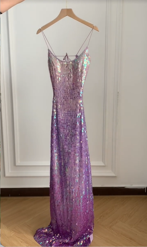 Gorgeous And Dazzling Backless Sequined Long Prom Dress Evening Dress cc5355