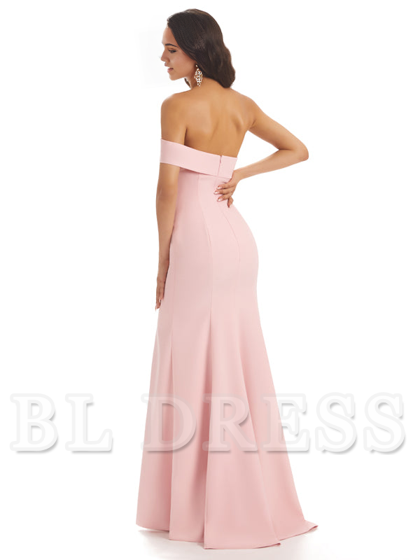 Mermaid One Shoulder Floor-Length Satin Sexy formal dresses evening gown Bridesmaid Dresses