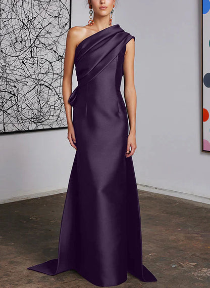 Tight fit/straight cut off shoulder mother of the bride dress