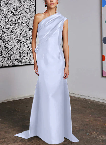 Tight fit/straight cut off shoulder mother of the bride dress