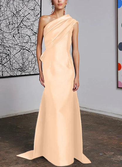 Tight fit/straight cut off shoulder mother of the bride dress