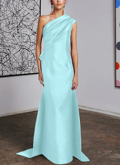 Tight fit/straight cut off shoulder mother of the bride dress