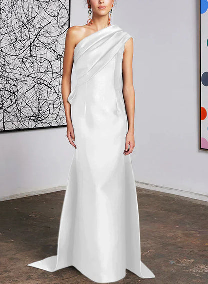 Tight fit/straight cut off shoulder mother of the bride dress