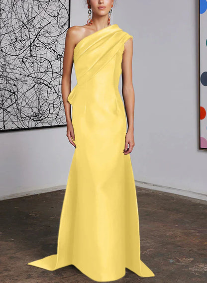 Tight fit/straight cut off shoulder mother of the bride dress