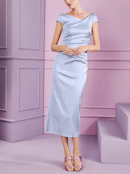 Tight fit/column style lapel long style mother of the bride dress