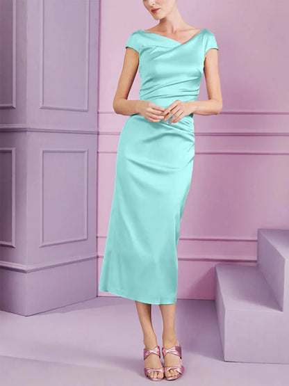 Tight fit/column style lapel long style mother of the bride dress