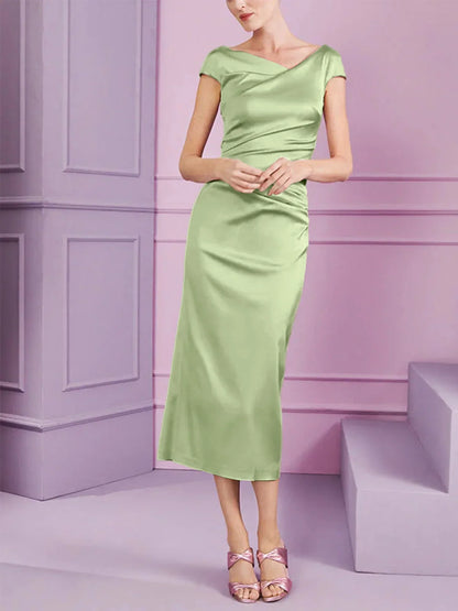 Tight fit/column style lapel long style mother of the bride dress