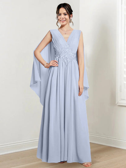 A-line/Princess V-neck to floor length mother of the bride dress