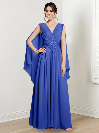 A-line/Princess V-neck to floor length mother of the bride dress
