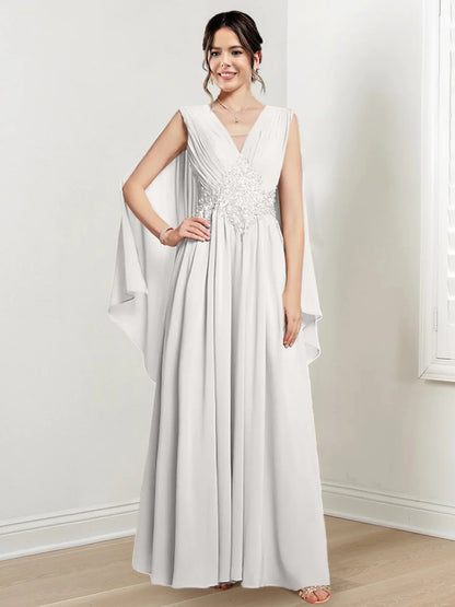 A-line/Princess V-neck to floor length mother of the bride dress