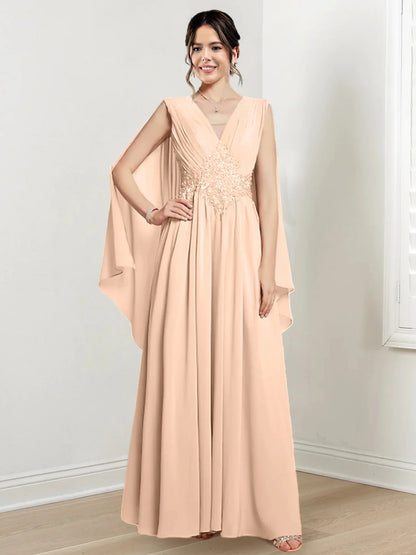 A-line/Princess V-neck to floor length mother of the bride dress