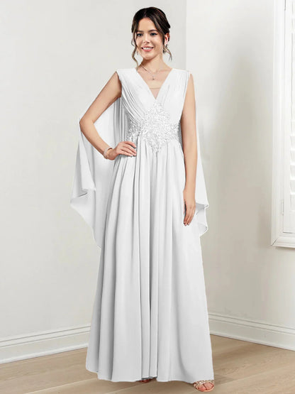 A-line/Princess V-neck to floor length mother of the bride dress