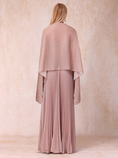 A-line princess thin shoulder strap sleeveless sequin long mother of the bride dress