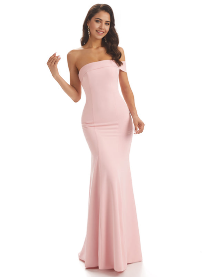 Mermaid One Shoulder Floor-Length Satin Sexy formal dresses evening gown Bridesmaid Dresses