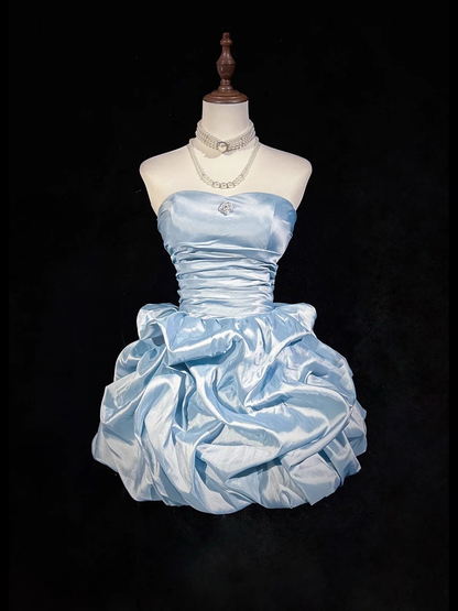 Vintage Sweetheart A-Line Homecoming Dress Ruffle Strapless Party Dress Short Cocktail Dress HZ1024